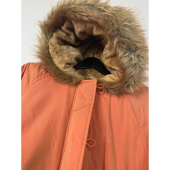 Talbots Kids Orange Faux Fur Hood Bomber Winter Rust Jacket Size 16‎ - Picture 6 of 16